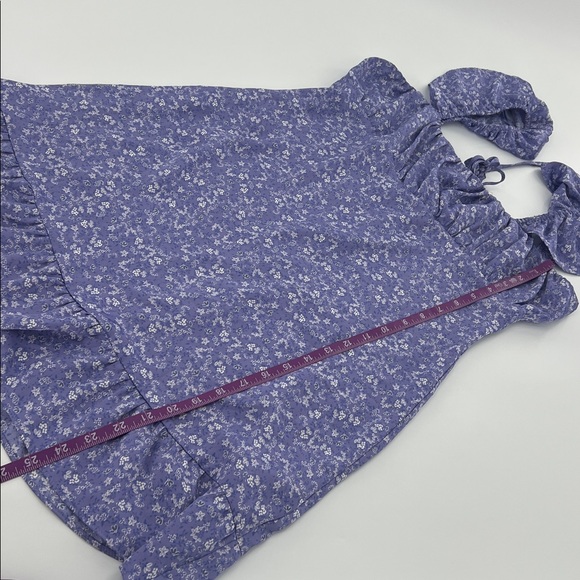 Zara lilac floral print dress milkmaid mini feminine flowy casual M - Picture 6 of 8
